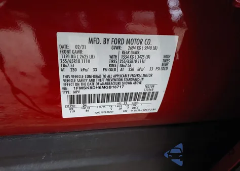 2021 Ford Explorer Xlt z USA, uszkodzony, nr VIN 1FMSK8DH6MGB16717